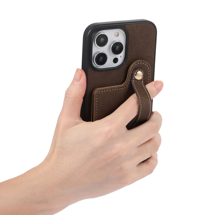 For iPhone 15 Pro ABEEL Litchi Texture Card Bag PU Phone Case(Khaki) - HoMEdemic™ 