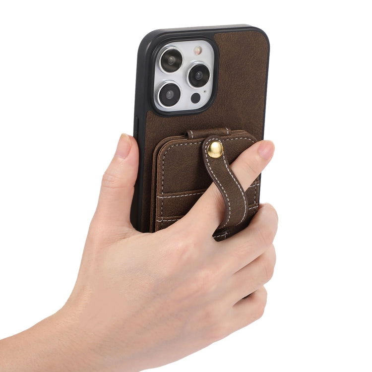 For iPhone 15 Pro ABEEL Litchi Texture Card Bag PU Phone Case(Khaki) - HoMEdemic™ 
