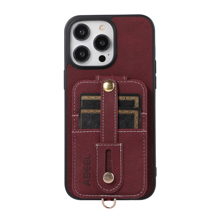 For iPhone 15 Pro ABEEL Litchi Texture Card Bag PU Phone Case(Purple) - HoMEdemic™ 