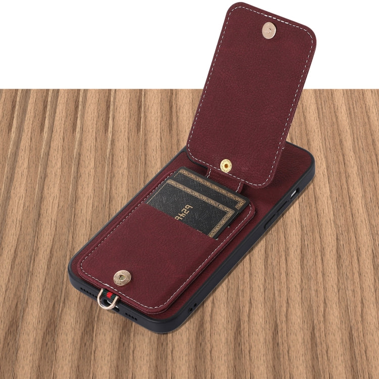 For iPhone 15 Pro ABEEL Litchi Texture Card Bag PU Phone Case(Purple) - HoMEdemic™ 