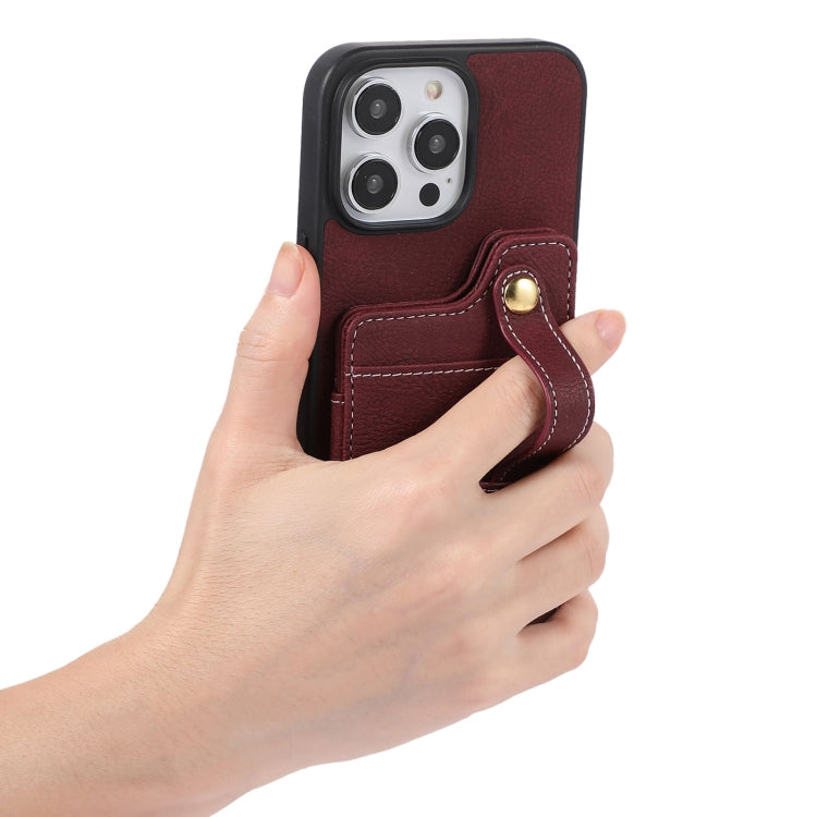 For iPhone 15 Pro ABEEL Litchi Texture Card Bag PU Phone Case(Purple) - HoMEdemic™ 