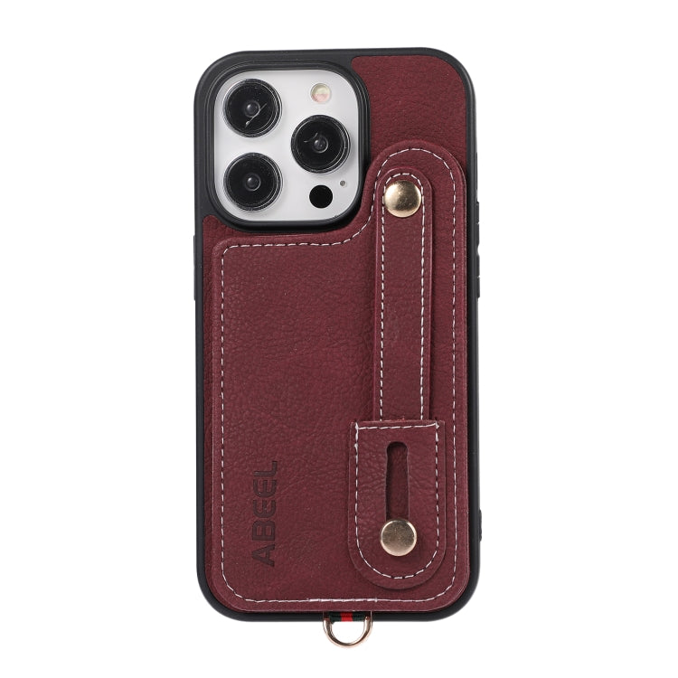 For iPhone 15 Pro ABEEL Litchi Texture Card Bag PU Phone Case(Purple) - HoMEdemic™ 