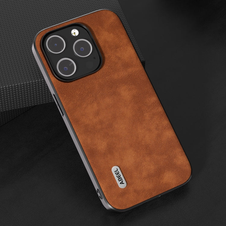 For iPhone 15 Pro ABEEL Morocco Texture PU Phone Case(Brown) - HoMEdemic™ 