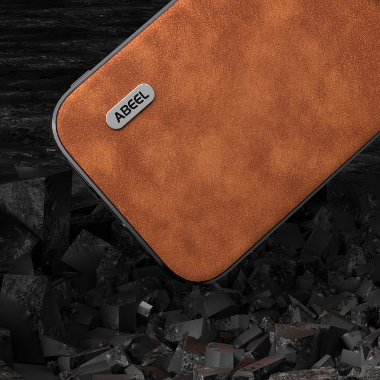 For iPhone 15 Pro ABEEL Morocco Texture PU Phone Case(Brown) - HoMEdemic™ 