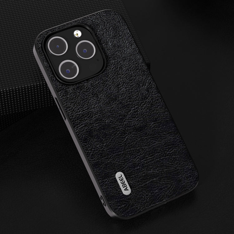 For iPhone 15 Pro ABEEL Retro Litchi Texture PU Phone Case(Black) - HoMEdemic™ 