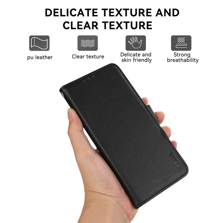 For iPhone 15 Pro ABEEL Side-Magnetic Litchi Pattern Leather RFID Phone Case(Black) - HoMEdemic™ 
