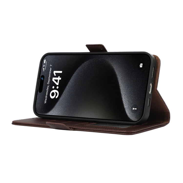 For iPhone 15 Pro ABEEL Side-Magnetic Litchi Pattern Leather RFID Phone Case(Brown) - HoMEdemic™ 