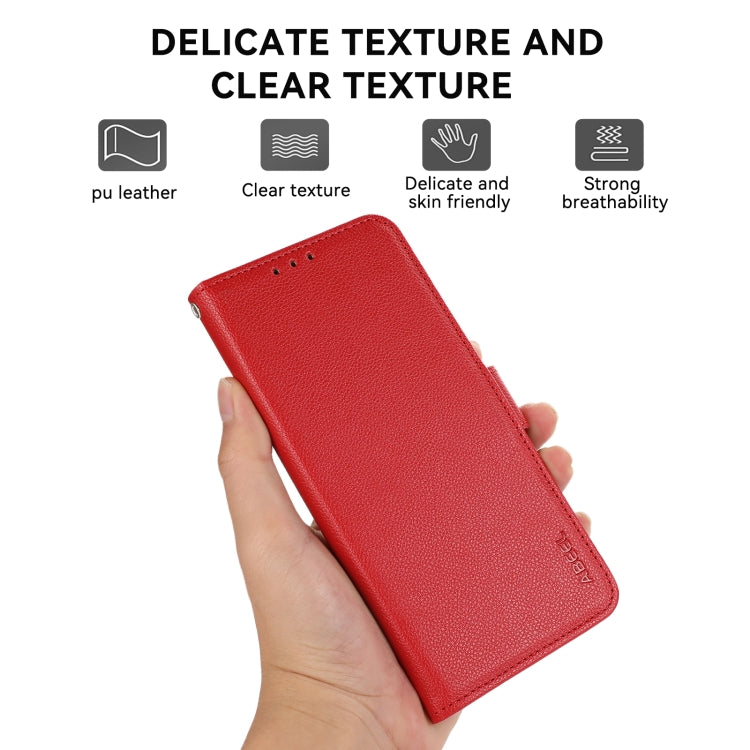 For iPhone 15 Pro ABEEL Side-Magnetic Litchi Pattern Leather RFID Phone Case(Red) - HoMEdemic™ 