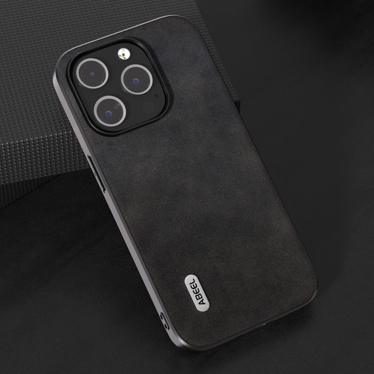 For iPhone 15 Pro ABEEL Two-color Calf Texture PU Phone Case(Black) - HoMEdemic™ 