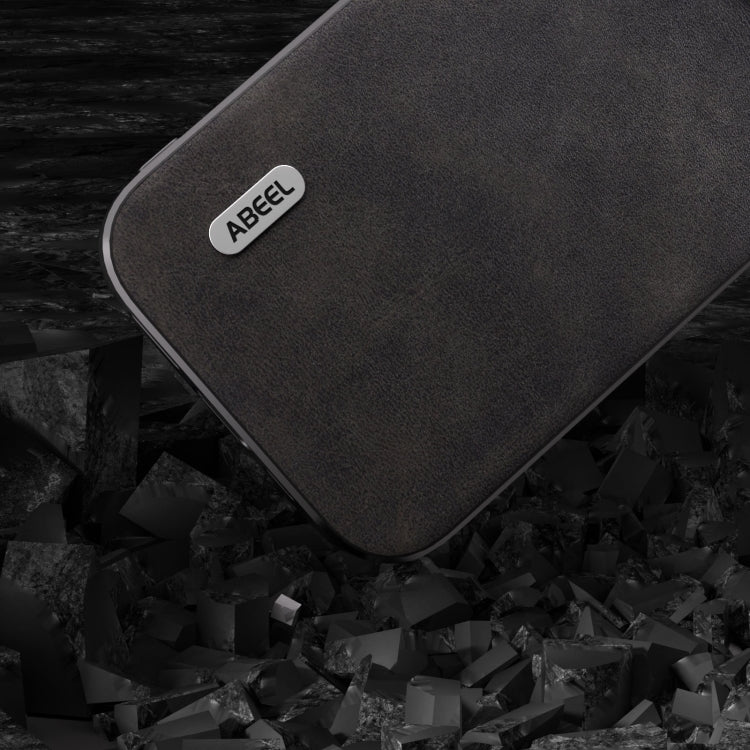 For iPhone 15 Pro ABEEL Two-color Calf Texture PU Phone Case(Black) - HoMEdemic™ 