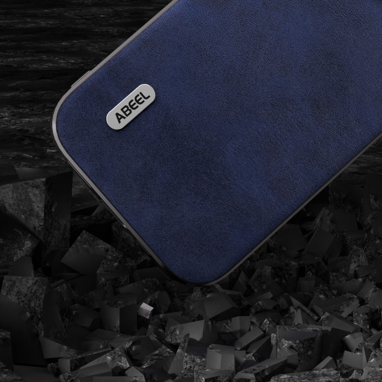 For iPhone 15 Pro ABEEL Two-color Calf Texture PU Phone Case(Blue) - HoMEdemic™ 