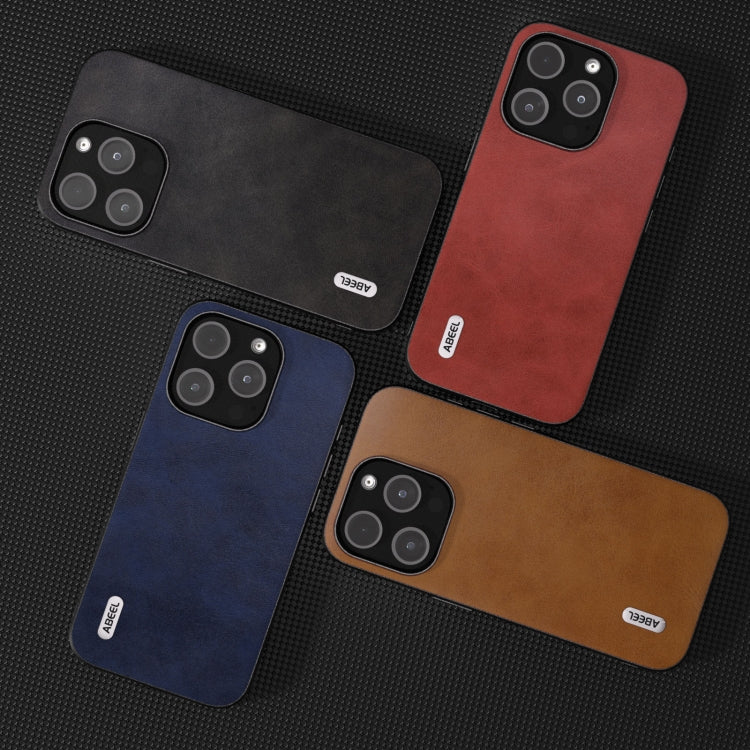 For iPhone 15 Pro ABEEL Two-color Calf Texture PU Phone Case(Brown) - HoMEdemic™ 