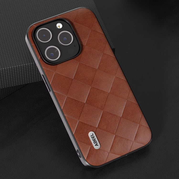 For iPhone 15 Pro ABEEL Weave Plaid PU Phone Case(Brown) - HoMEdemic™ 