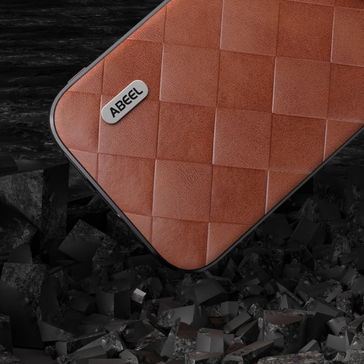 For iPhone 15 Pro ABEEL Weave Plaid PU Phone Case(Brown) - HoMEdemic™ 
