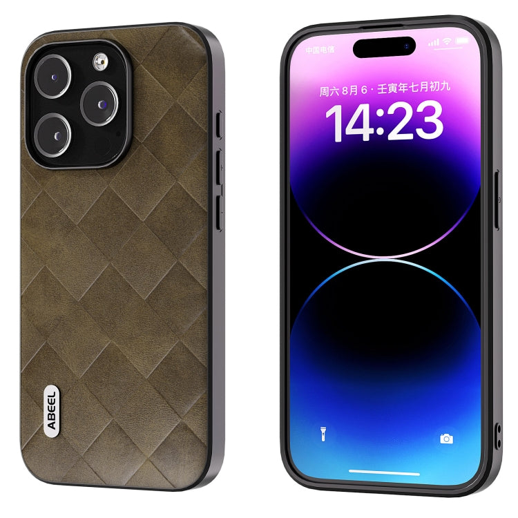 For iPhone 15 Pro ABEEL Weave Plaid PU Phone Case(Green) - HoMEdemic™ 