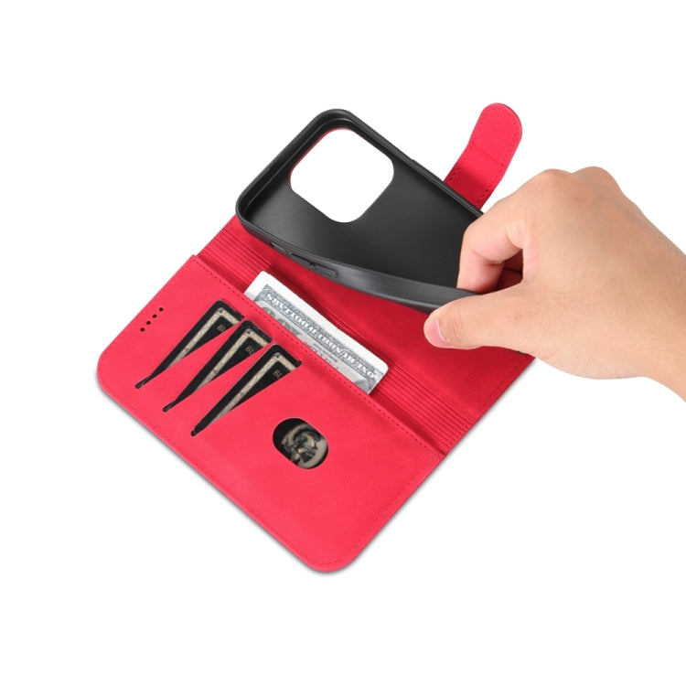 For iPhone 15 Pro AZNS Skin Feel Calf Texture Flip Leather Phone Case(Red) - HoMEdemic™ 