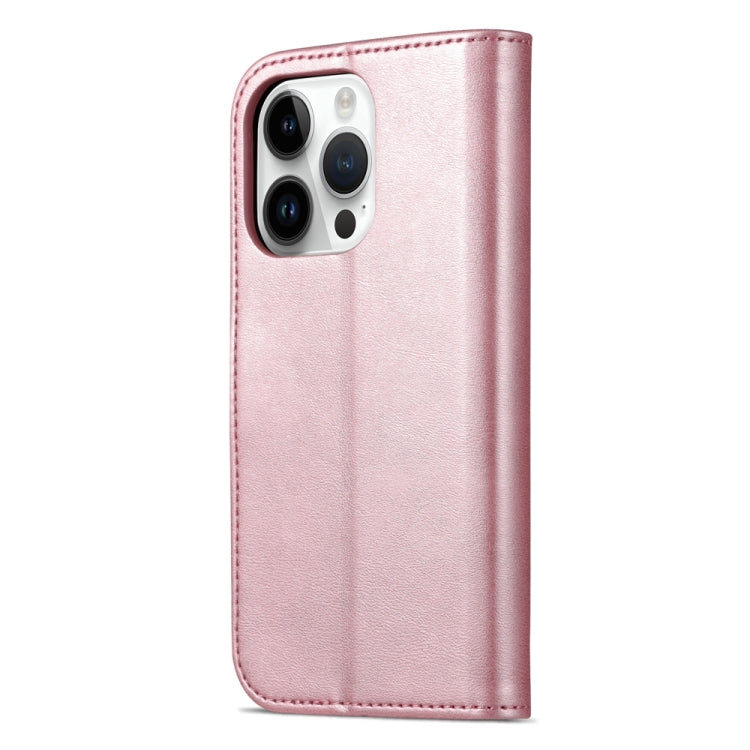 For iPhone 15 Pro AZNS Skin Feel Calf Texture Flip Leather Phone Case(Rose Gold) - HoMEdemic™ 