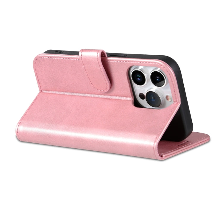 For iPhone 15 Pro AZNS Skin Feel Calf Texture Flip Leather Phone Case(Rose Gold) - HoMEdemic™ 