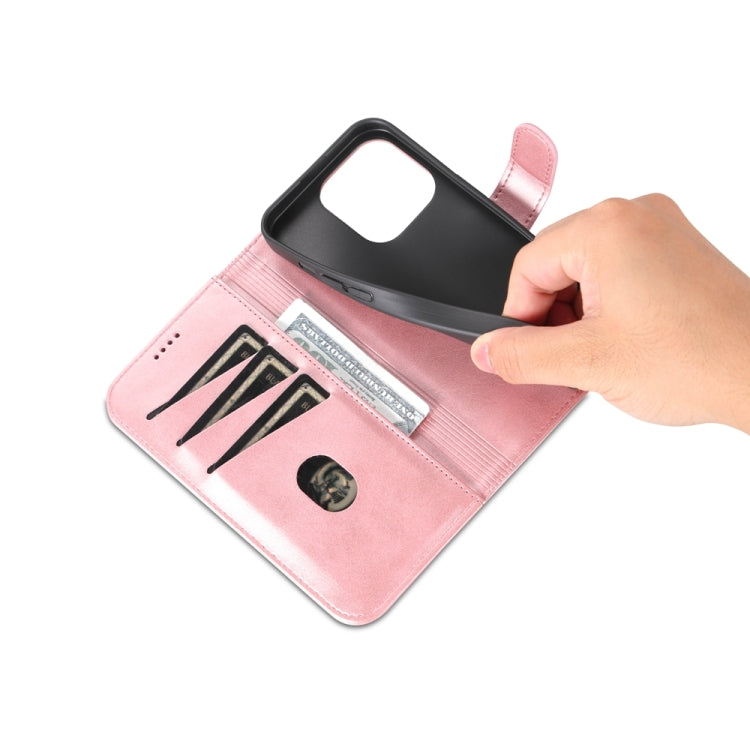 For iPhone 15 Pro AZNS Skin Feel Calf Texture Flip Leather Phone Case(Rose Gold) - HoMEdemic™ 