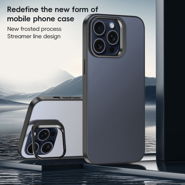 For iPhone 15 Pro Aluminum Alloy Lens Holder Frosted Skin-feel Phone Case(Grey) - HoMEdemic™ 