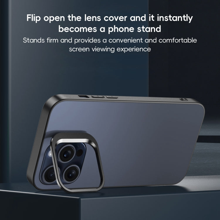 For iPhone 15 Pro Aluminum Alloy Lens Holder Frosted Skin-feel Phone Case(Grey) - HoMEdemic™ 