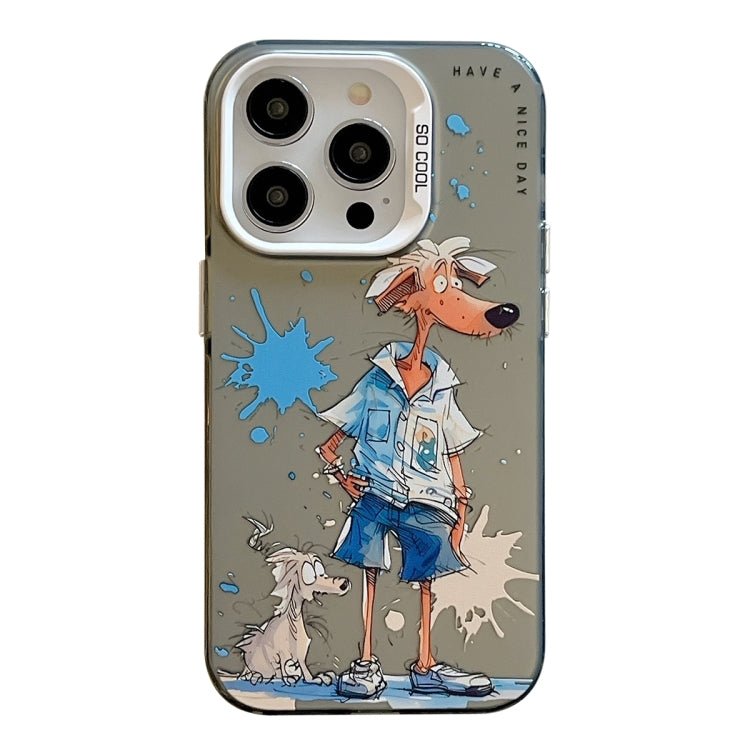 For iPhone 15 Pro Animal Pattern Oil Painting Series PC + TPU Phone Case(Wolf) - HoMEdemic™ 