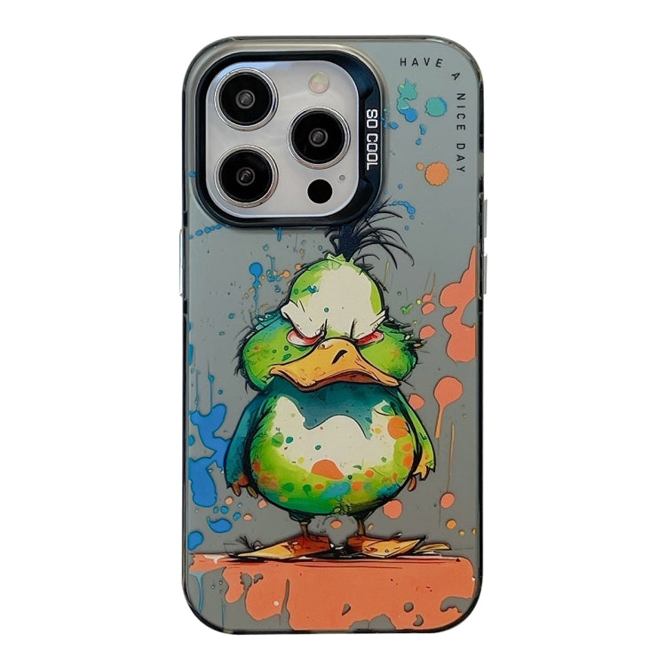 For iPhone 15 Pro Animal Pattern Oil Painting Series PC + TPU Phone Case(Wrath Duck) - HoMEdemic™ 