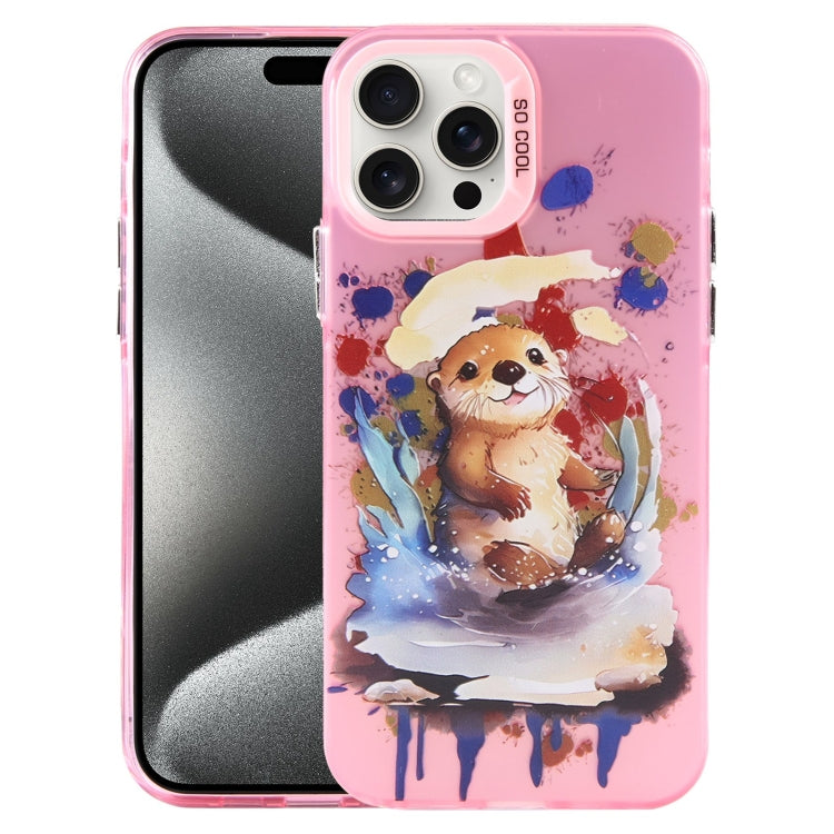 For iPhone 15 Pro Animal Pattern PC Phone Case(Otter) - HoMEdemic™ 