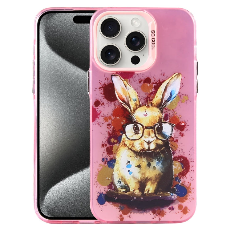 For iPhone 15 Pro Animal Pattern PC Phone Case(Rabbit) - HoMEdemic™ 