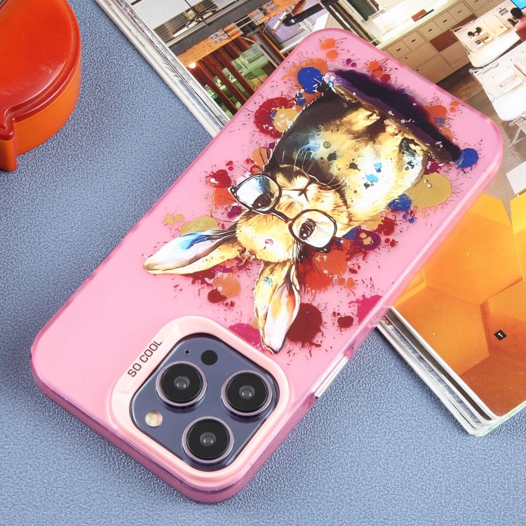 For iPhone 15 Pro Animal Pattern PC Phone Case(Rabbit) - HoMEdemic™ 