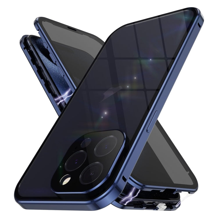 For iPhone 15 Pro Anti-peeping Magnetic Double-sided Tempered Glass Phone Case(Blue) - HoMEdemic™ 