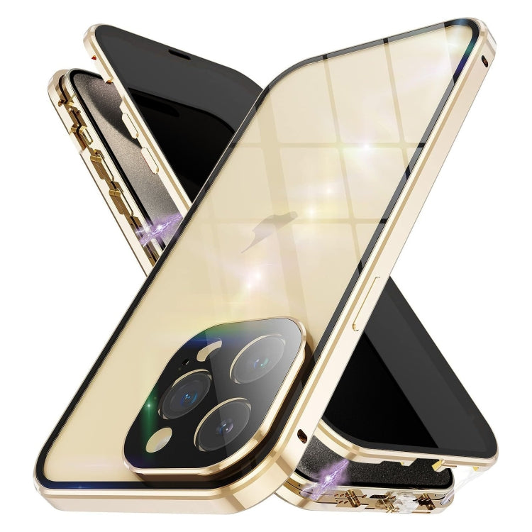 For iPhone 15 Pro Anti-peeping Magnetic Double-sided Tempered Glass Phone Case(Gold) - HoMEdemic™ 