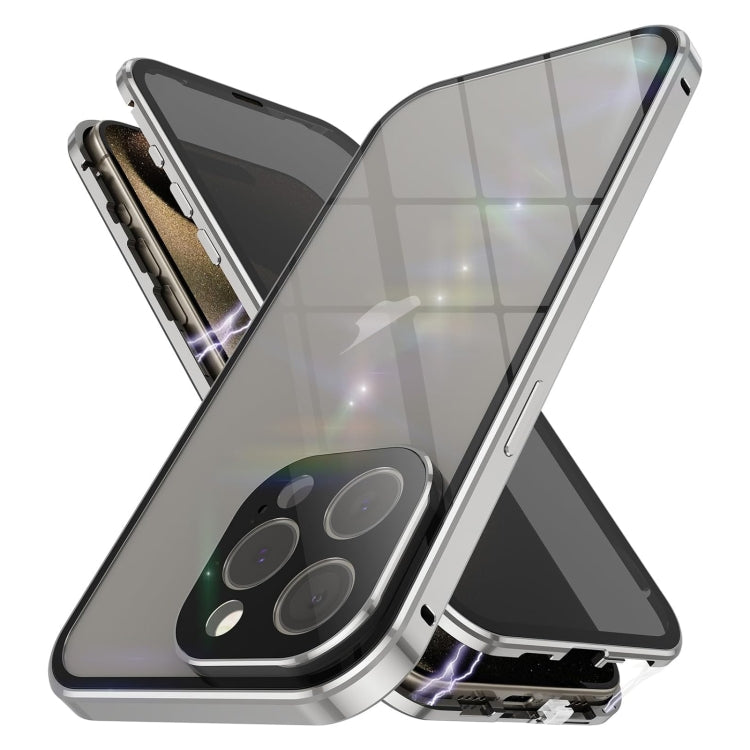 For iPhone 15 Pro Anti-peeping Magnetic Double-sided Tempered Glass Phone Case(Grey) - HoMEdemic™ 