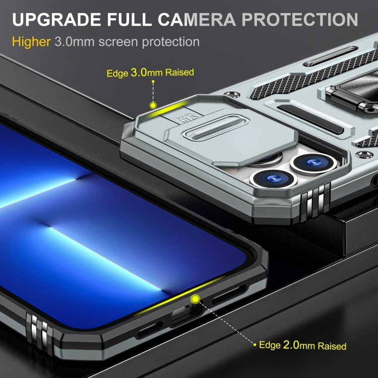 For iPhone 15 Pro Armor PC + TPU Camera Shield Phone Case(Grey) - HoMEdemic™ 