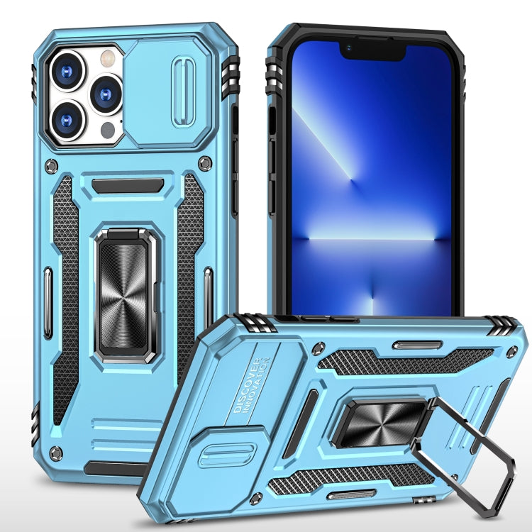 For iPhone 15 Pro Armor PC + TPU Camera Shield Phone Case(Light Blue) - HoMEdemic™ 