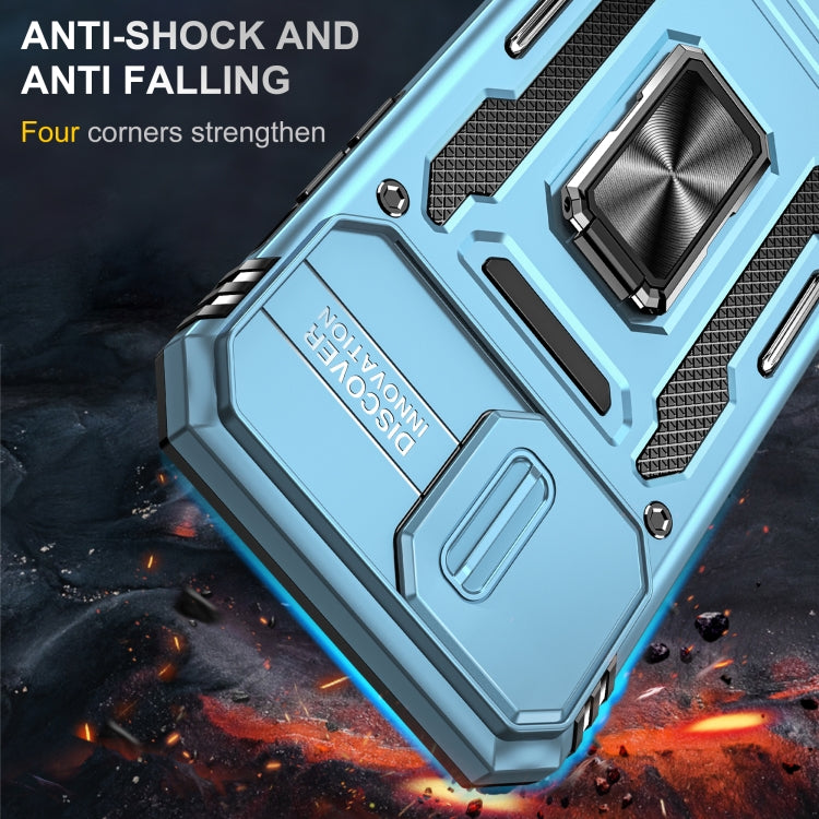 For iPhone 15 Pro Armor PC + TPU Camera Shield Phone Case(Light Blue) - HoMEdemic™ 