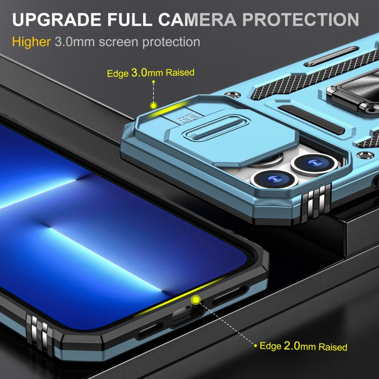 For iPhone 15 Pro Armor PC + TPU Camera Shield Phone Case(Light Blue) - HoMEdemic™ 