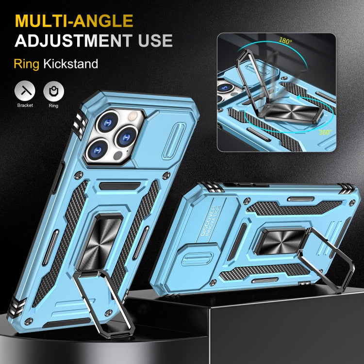 For iPhone 15 Pro Armor PC + TPU Camera Shield Phone Case(Light Blue) - HoMEdemic™ 