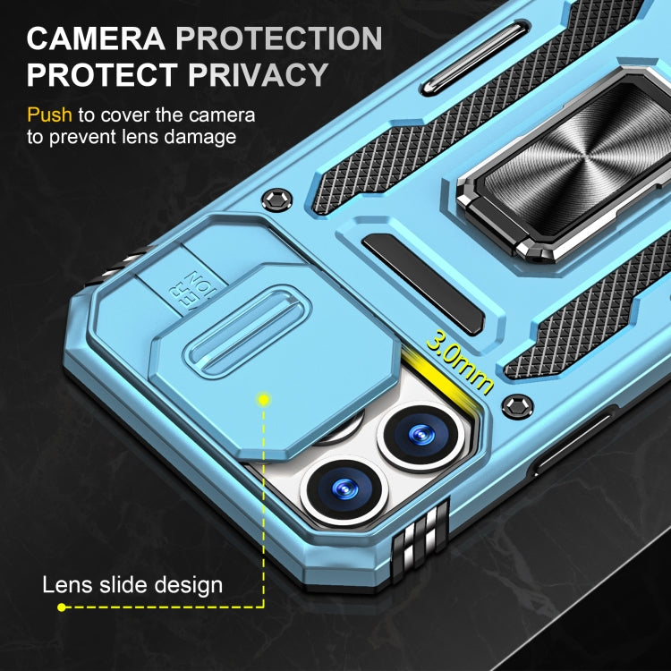 For iPhone 15 Pro Armor PC + TPU Camera Shield Phone Case(Light Blue) - HoMEdemic™ 