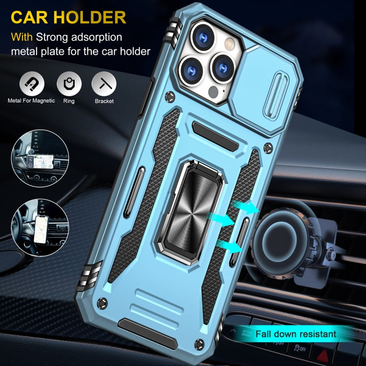 For iPhone 15 Pro Armor PC + TPU Camera Shield Phone Case(Light Blue) - HoMEdemic™ 