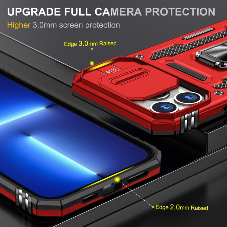 For iPhone 15 Pro Armor PC + TPU Camera Shield Phone Case(Red) - HoMEdemic™ 