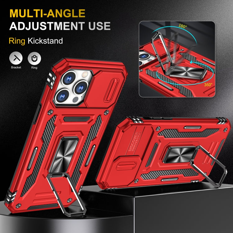 For iPhone 15 Pro Armor PC + TPU Camera Shield Phone Case(Red) - HoMEdemic™ 