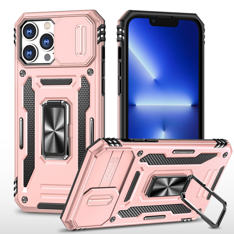 For iPhone 15 Pro Armor PC + TPU Camera Shield Phone Case(Rose Gold) - HoMEdemic™ 