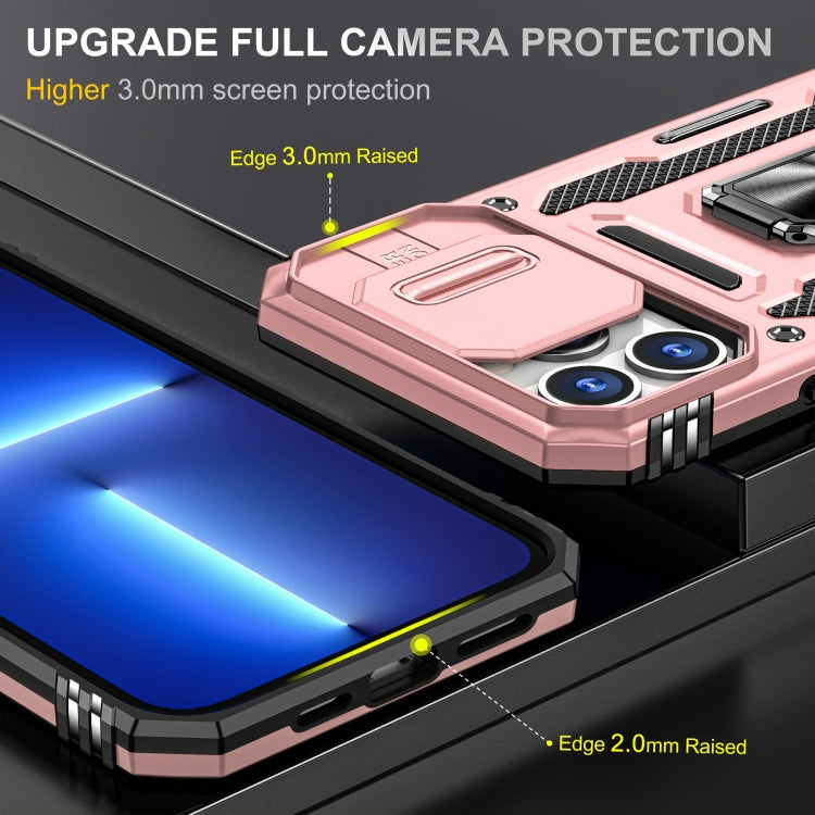 For iPhone 15 Pro Armor PC + TPU Camera Shield Phone Case(Rose Gold) - HoMEdemic™ 