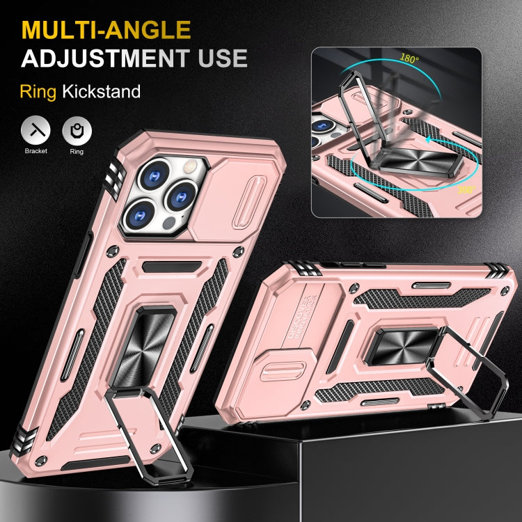 For iPhone 15 Pro Armor PC + TPU Camera Shield Phone Case(Rose Gold) - HoMEdemic™ 