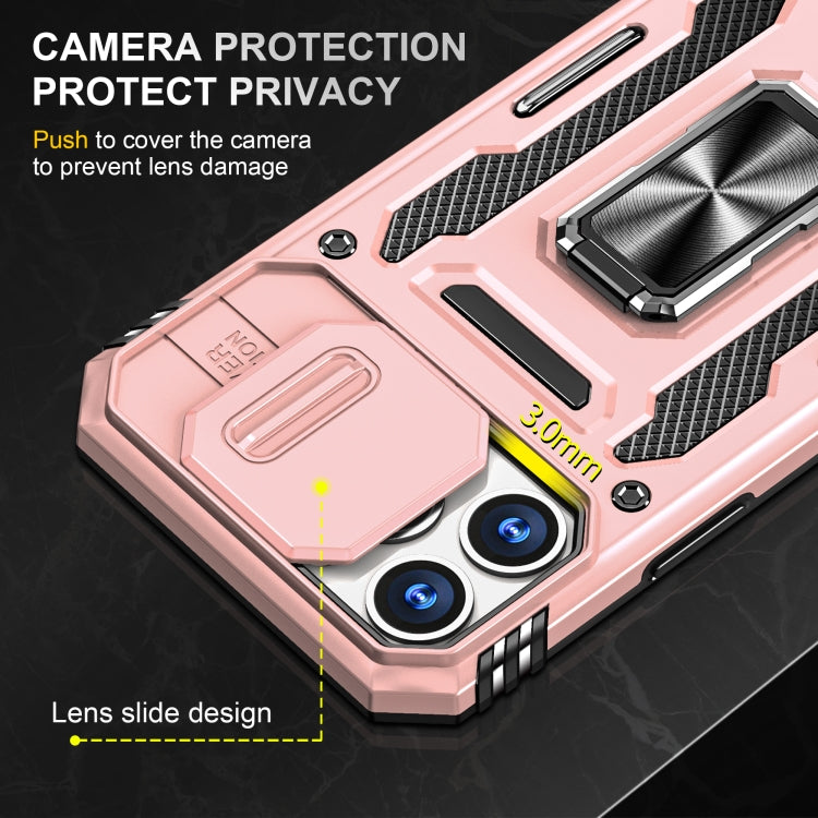 For iPhone 15 Pro Armor PC + TPU Camera Shield Phone Case(Rose Gold) - HoMEdemic™ 