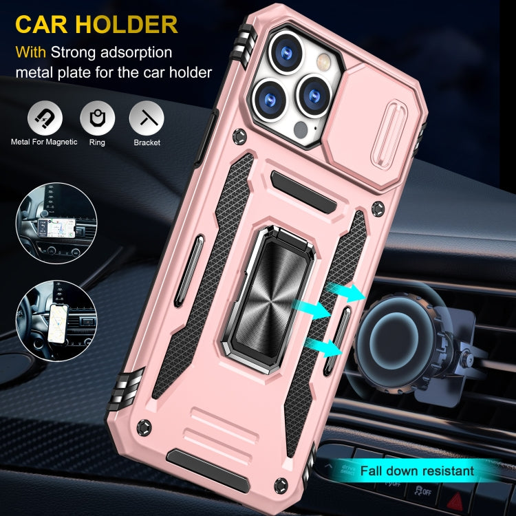 For iPhone 15 Pro Armor PC + TPU Camera Shield Phone Case(Rose Gold) - HoMEdemic™ 