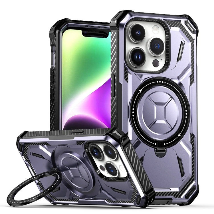 For iPhone 15 Pro Armor Series Holder Phone Case(Light Purple) - HoMEdemic™ 
