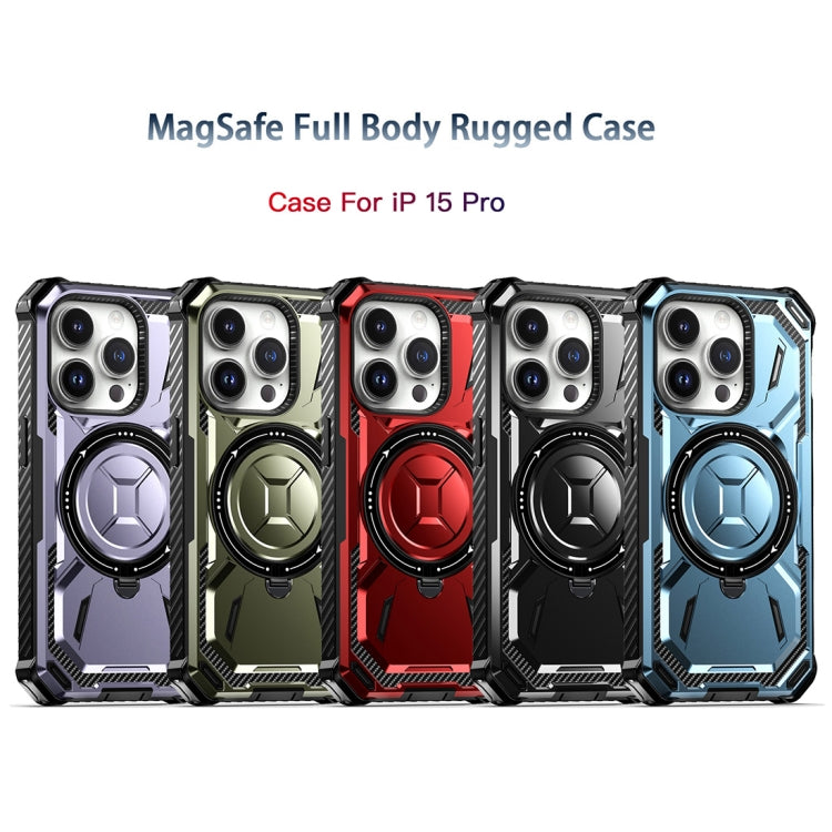 For iPhone 15 Pro Armor Series Holder Phone Case(Red) - HoMEdemic™ 
