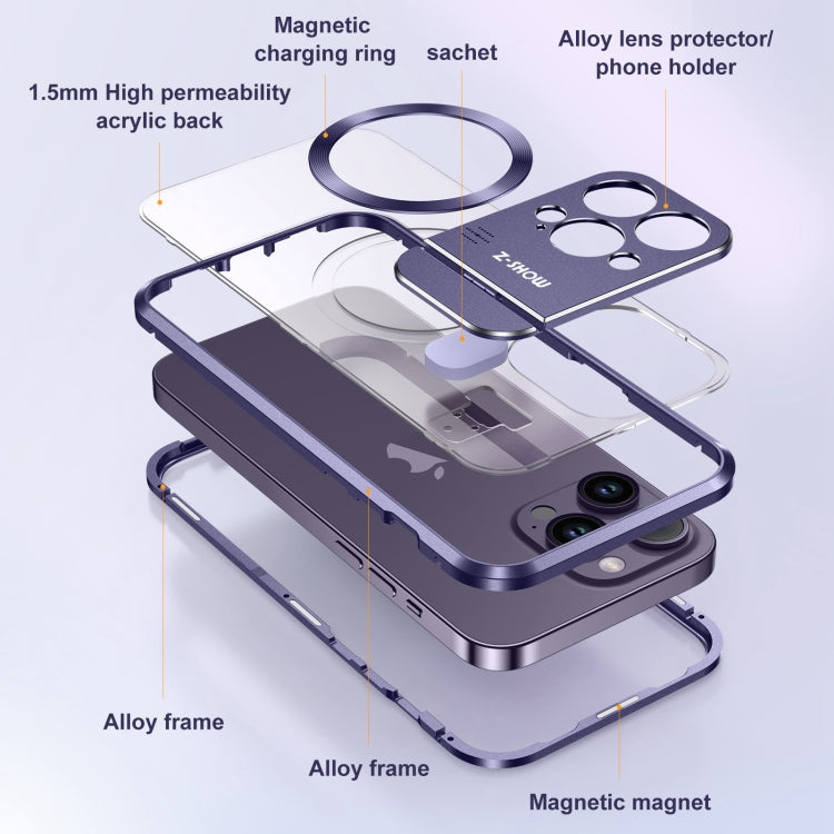 For iPhone 15 Pro Aromatherapy Holder Single-sided MagSafe Magnetic Phone Case(Purple) - HoMEdemic™ 